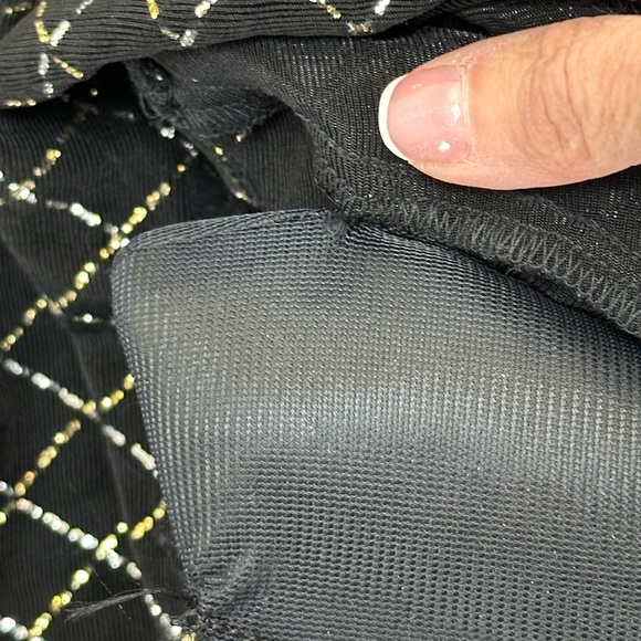 Vtg Jeffrey & Dara Evenings by Tom Barra Black Maxi Dress Large Metallic Detail - Picture 5 of 10